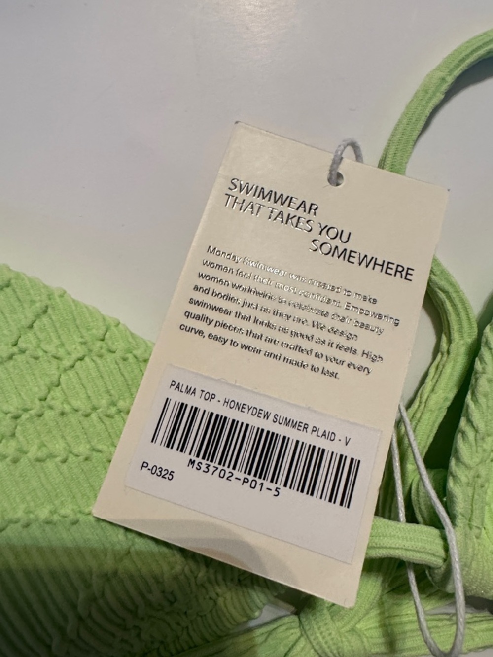 Lime Green Textured String Bikini Set - Picture 4 of 9